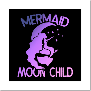 Mermaid Moon Child Posters and Art